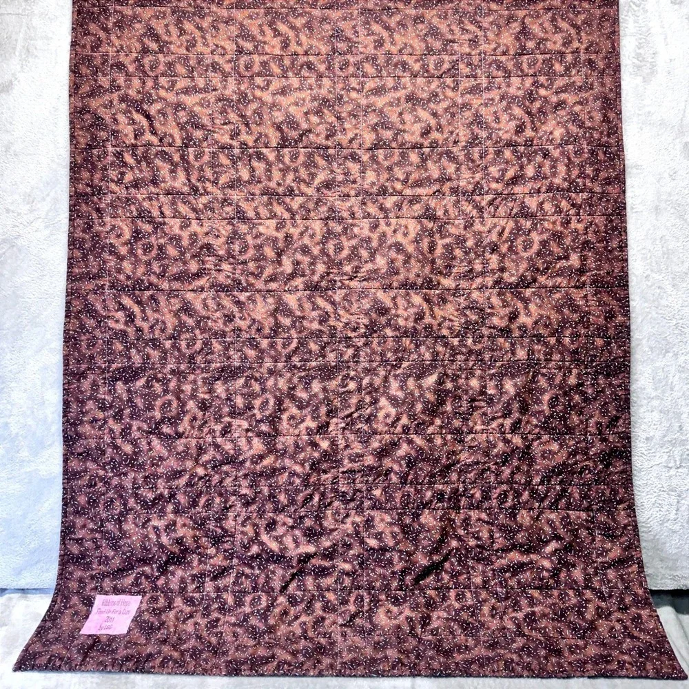 Quilt Breast Cancer‎ Awareness Handmade Ribbons of Hope Signed Brown Pink 60x42